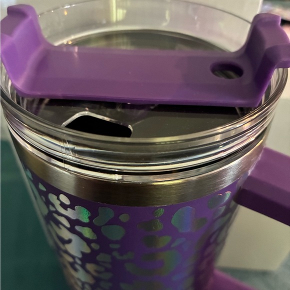 NEW w BOX Purple Iridescent Leopard Print Tumbler 40 oz. - Picture 2 of 3